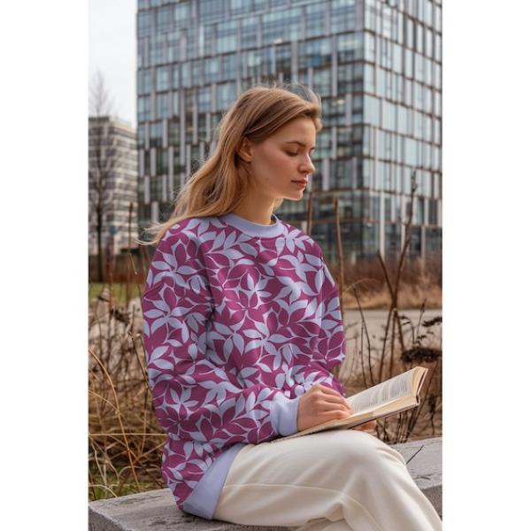 Sweat Baumwolle - Leaves Lilac Purple